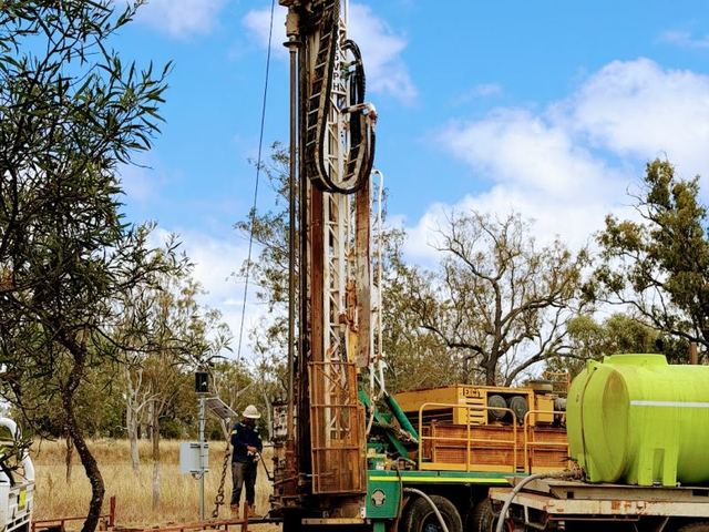 Drill rig installing lysimeters for a groundwater recharge study