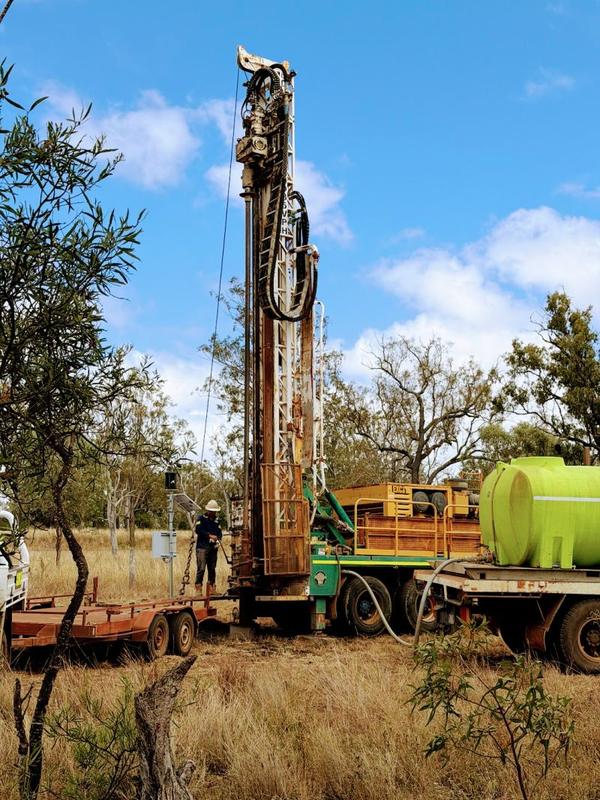 Drill rig on site installing lysimeters